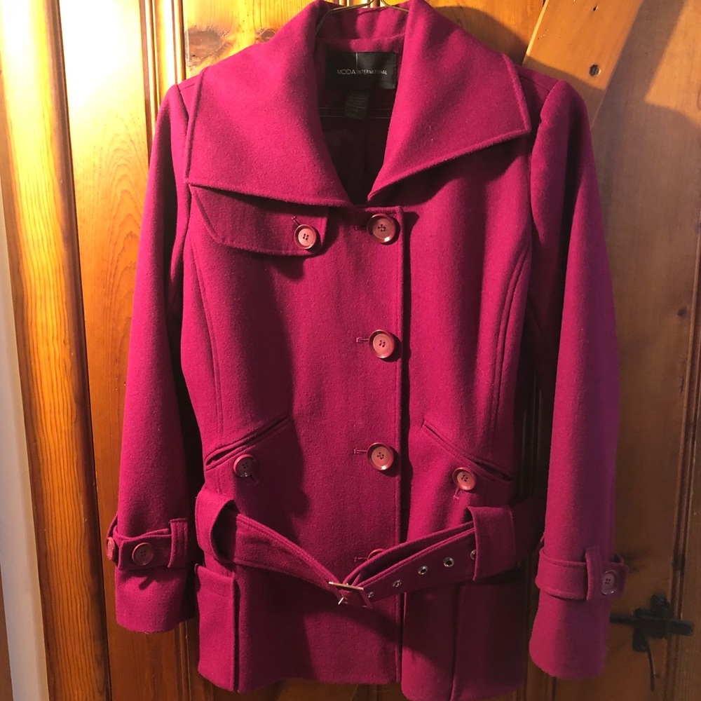 Moda International Belted Wool Pea Coat